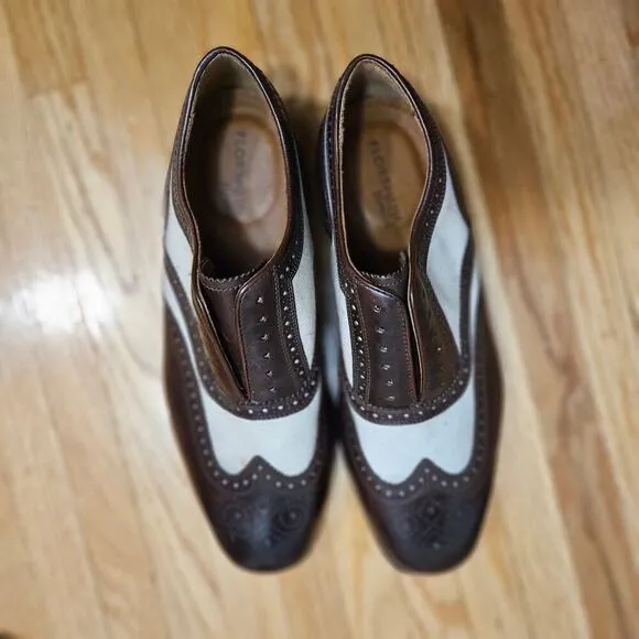 Men's Florsheim Size 10 D Limited Leather &amp; Linen Wingtip Dress Shoes
