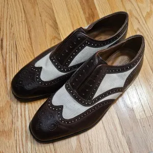 Men's Florsheim Size 10 D Limited Leather &amp; Linen Wingtip Dress Shoes