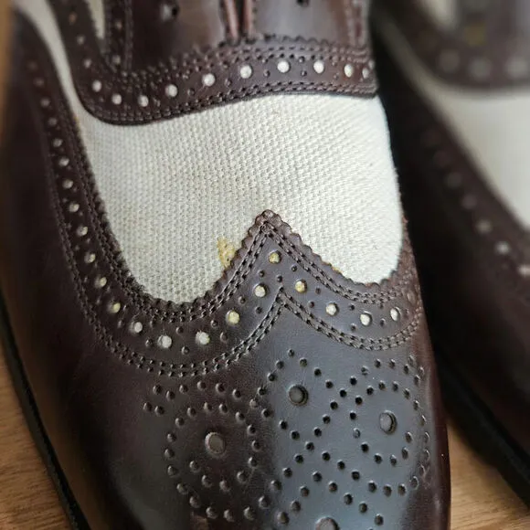 Men's Florsheim Size 10 D Limited Leather &amp; Linen Wingtip Dress Shoes