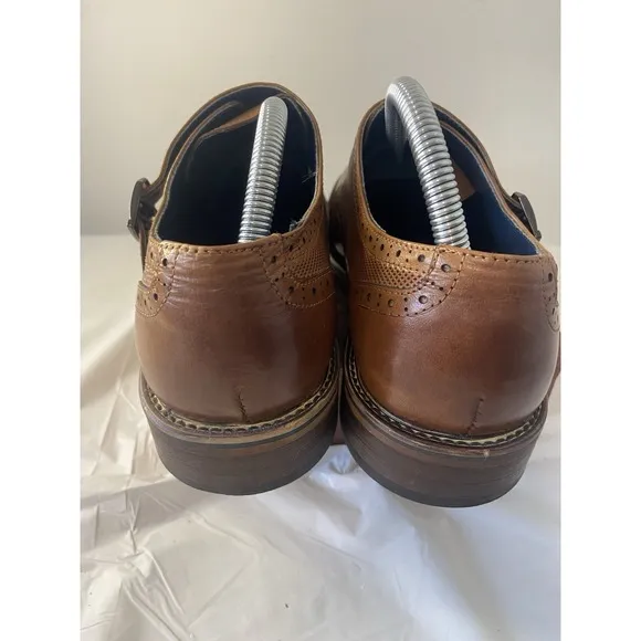 Men's Leather Vintage Foundry Company Brown Zobra Monk Strap Dress Shoe-Size 7.5