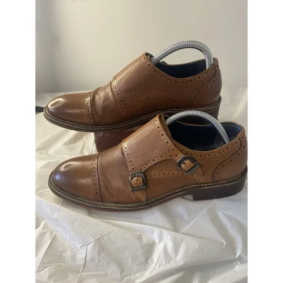 Men's Leather Vintage Foundry Company Brown Zobra Monk Strap Dress Shoe-Size 7.5