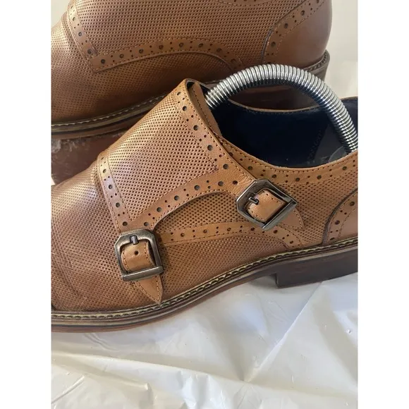 Men's Leather Vintage Foundry Company Brown Zobra Monk Strap Dress Shoe-Size 7.5