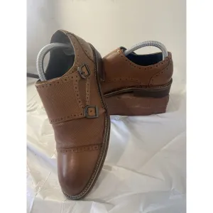 Men's Leather Vintage Foundry Company Brown Zobra Monk Strap Dress Shoe-Size 7.5