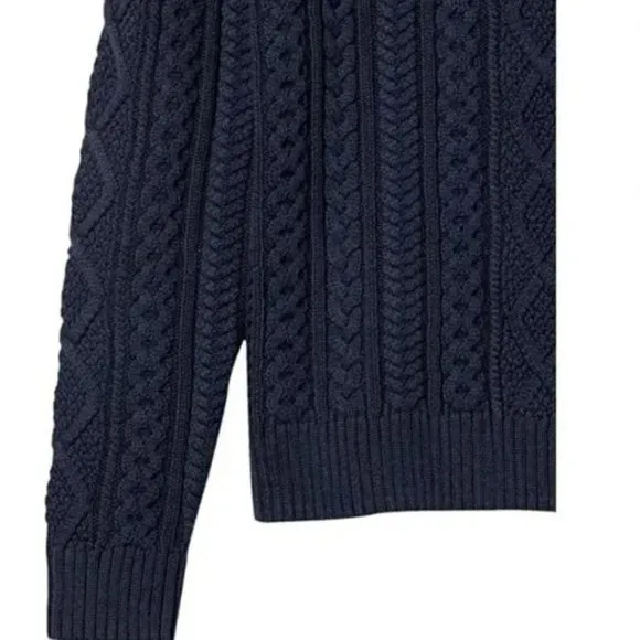 Men's Long-Sleeve 100% Cotton Fisherman Cable Crewneck Sweater