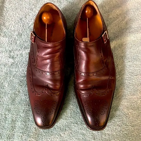 👨🏻‍🎨👨🏻‍🎨Men’s Magnanni monk strap wingtips. Size 11 1/2 M. Brown.