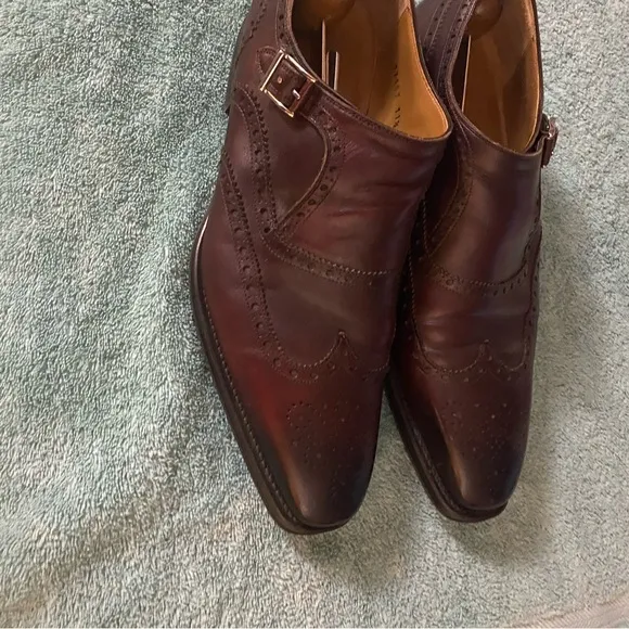 👨🏻‍🎨👨🏻‍🎨Men’s Magnanni monk strap wingtips. Size 11 1/2 M. Brown.