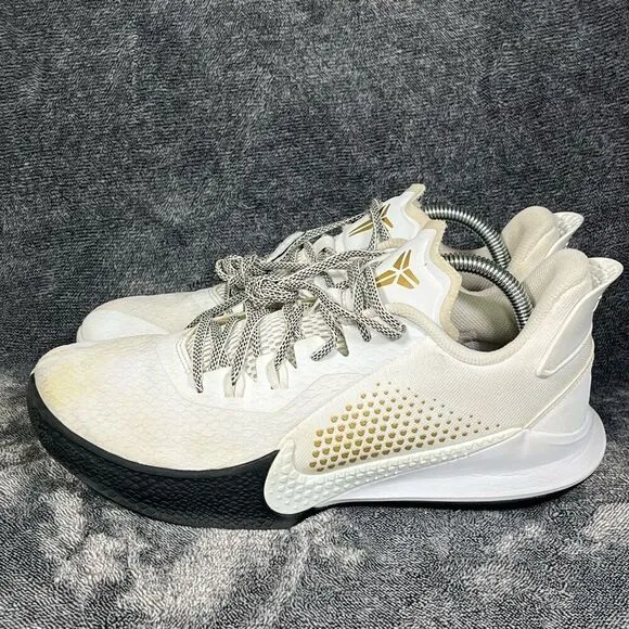 Men's Nike Mamba Fury Sneakers Shoes White Metallic Gold Size 8.5