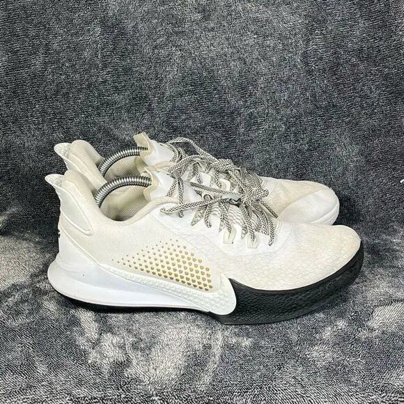 Men's Nike Mamba Fury Sneakers Shoes White Metallic Gold Size 8.5