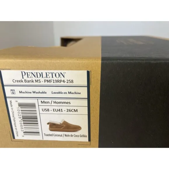 Men's Pendleton Creek Bank M Toasted Coconut Sherpa Lined Slippers-Size 8M