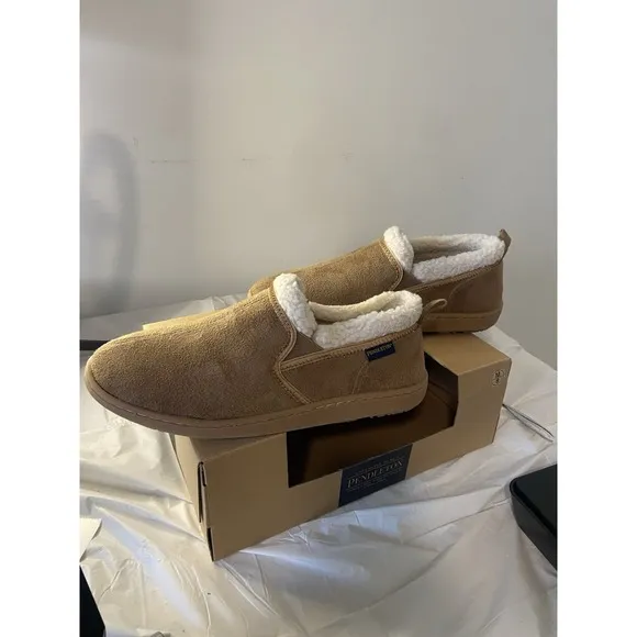 Men's Pendleton Creek Bank M Toasted Coconut Sherpa Lined Slippers-Size 8M
