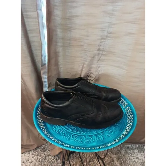 Men's Rockport Works Black Leather Lace Up Oxford Dress Shoes Size 13M