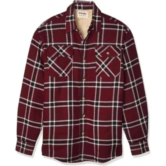 Men's Sherpa Lined Shirt Jacket Wine Red