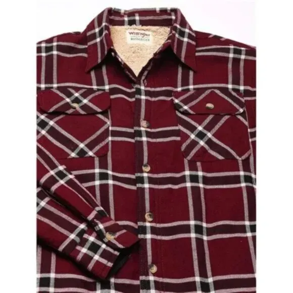 Men's Sherpa Lined Shirt Jacket Wine Red