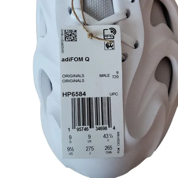 Men's‎ Size 9.5 ADIDAS ORIGINALS adiFOM Q CASUAL SNEAKERS HP6584 WHITE/GREY