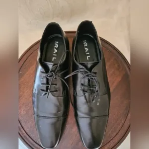 Men's The Rail Genuine Leather Black Derby Dress Shoes Made in Romania-Size 40