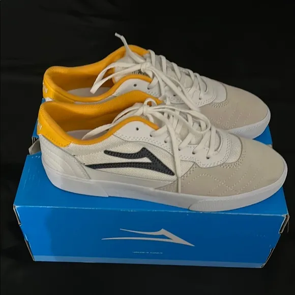 Men's White and Yellow Sneakers