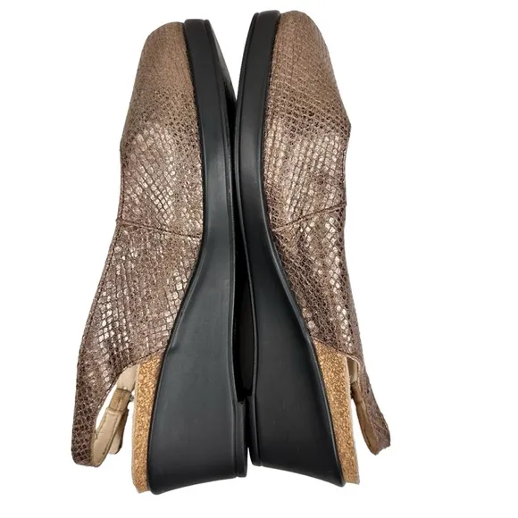 Mephisto Nastasia Peep Toe Slingback Sandals Shoes Bronze Wedge SZ 40 US 10