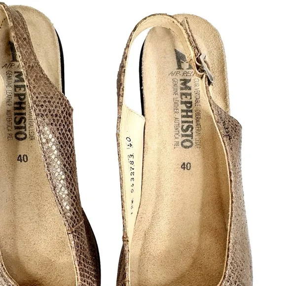 Mephisto Nastasia Peep Toe Slingback Sandals Shoes Bronze Wedge SZ 40 US 10