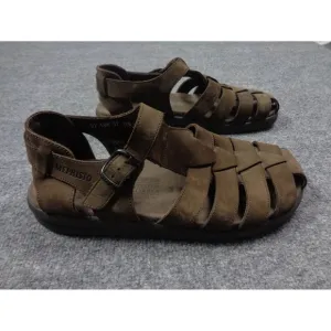 Mephisto Sam Fisherman Sandals Mens Size 44 Brown Leather Closed Toe Shoes