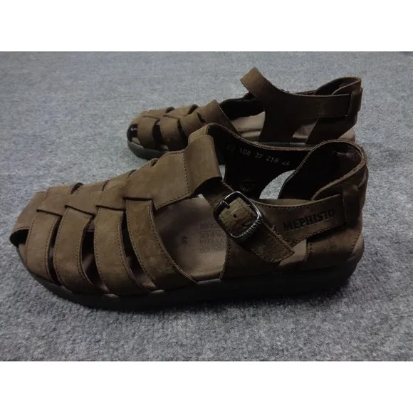 Mephisto Sam Fisherman Sandals Mens Size 44 Brown Leather Closed Toe Shoes