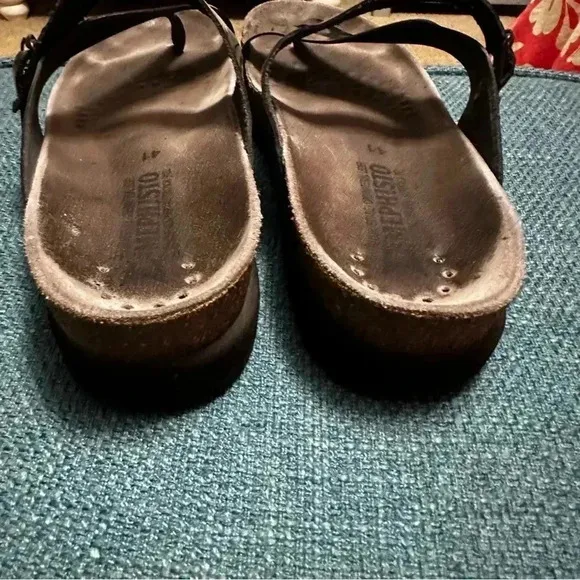 Mephisto Size 41 (Size 11) Black Patent Sandals