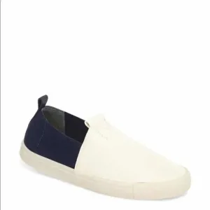 Mercedes Castillo White and Blue Slip on Sneakers