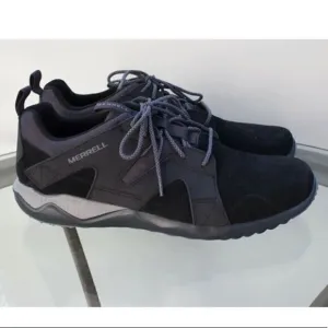Merrell 1SIX8 Lace Leather Hiking Shoes Black Grey Mens Size 12us