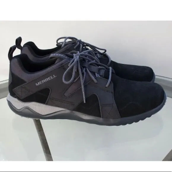 Merrell 1SIX8 Lace Leather Hiking Shoes Black Grey Mens Size 12us