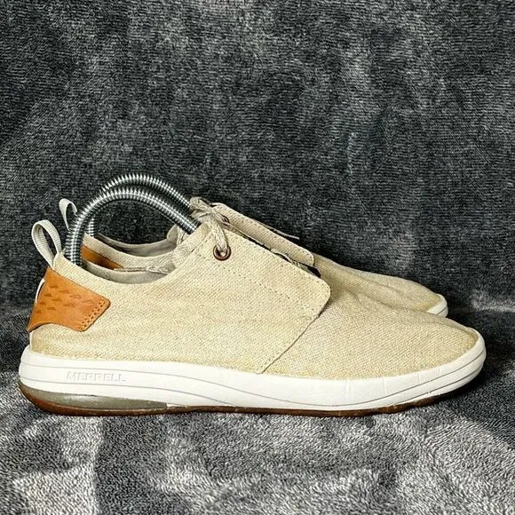 Merrell Gridway Canvas Sneaker Shoe Womens Size 7.5 Vibram Lightweight Tan Beige