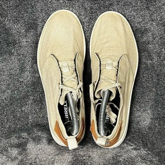 Merrell Gridway Canvas Sneaker Shoe Womens Size 7.5 Vibram Lightweight Tan Beige