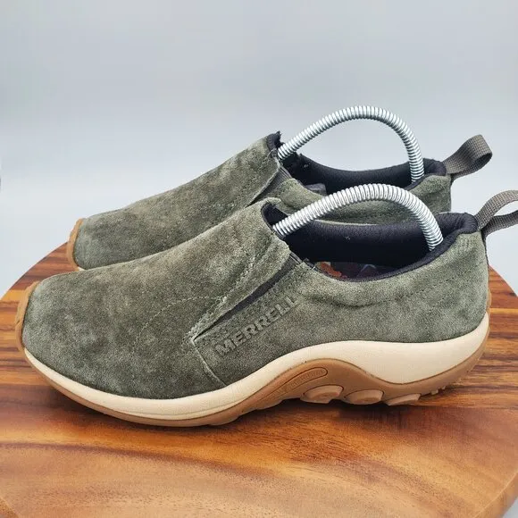 Merrell Jungle Moc Shoes Men's 8.5 Green Suede Leather Casual Slip On Sneakers