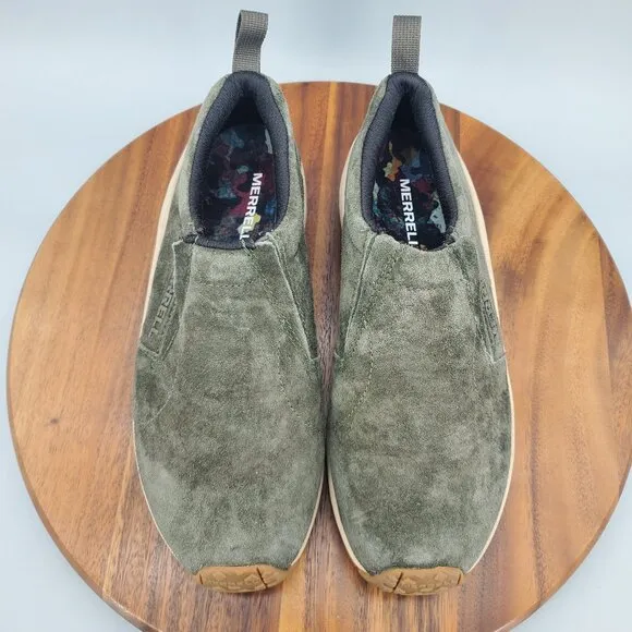 Merrell Jungle Moc Shoes Men's 8.5 Green Suede Leather Casual Slip On Sneakers