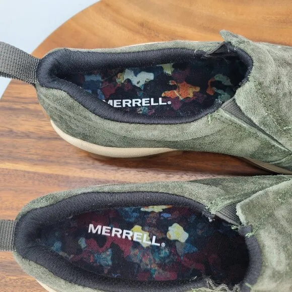 Merrell Jungle Moc Shoes Men's 8.5 Green Suede Leather Casual Slip On Sneakers