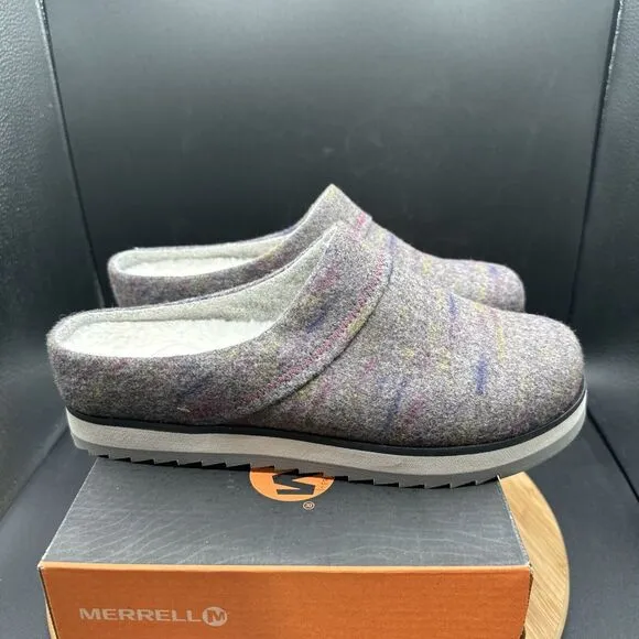 Merrell Juno Clog Wool Womens Size 8 Slippers Gray Slip On Shoes J002274