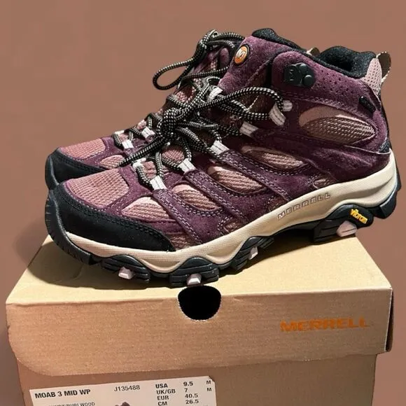 Merrell Moab 3 Mid WP Waterproof Boots Hiking Shoes Women’s Size 9.5 NWB J135488