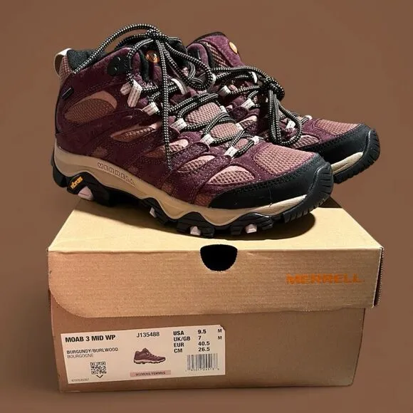 Merrell Moab 3 Mid WP Waterproof Boots Hiking Shoes Women’s Size 9.5 NWB J135488
