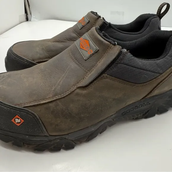 Merrell Moab Rover Moc Mens 11 Wide Slip On Work Shoes Safety Toe Slip Resistant