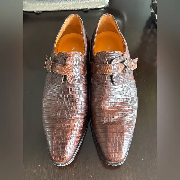 ⭐️⭐️⭐️Mezlan &quot;Athens&quot; Cognac Genuine Lizard Cap Toe Dress Shoes⭐️⭐️⭐️- MS16
