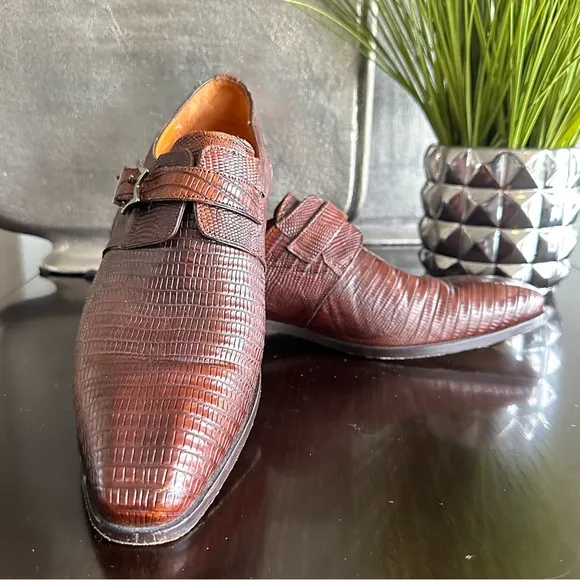⭐️⭐️⭐️Mezlan &quot;Athens&quot; Cognac Genuine Lizard Cap Toe Dress Shoes⭐️⭐️⭐️- MS16