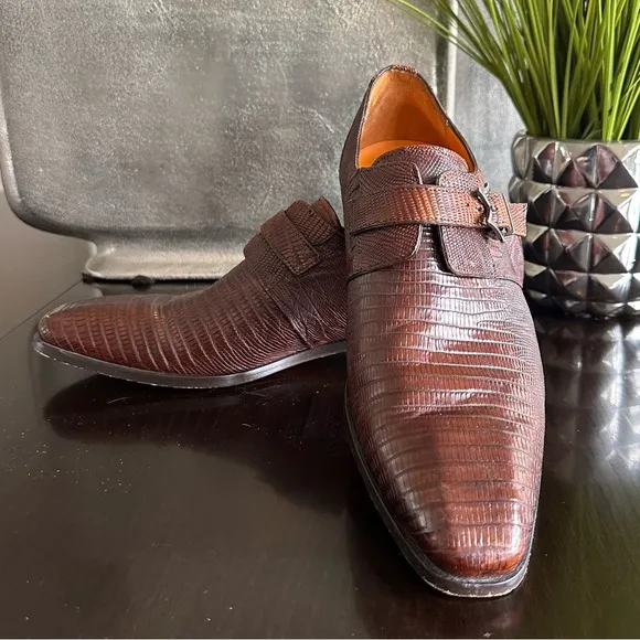 ⭐️⭐️⭐️Mezlan &quot;Athens&quot; Cognac Genuine Lizard Cap Toe Dress Shoes⭐️⭐️⭐️- MS16