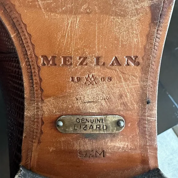 ⭐️⭐️⭐️Mezlan &quot;Athens&quot; Cognac Genuine Lizard Cap Toe Dress Shoes⭐️⭐️⭐️- MS16