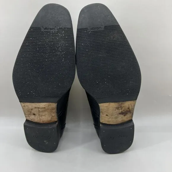 Mezlan Deerskin Leather Shoes Men Size 10.5 Black Cap Toe Medallion Oxford Dress
