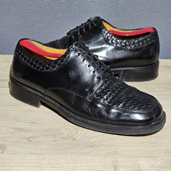MEZLAN HARO Woven Oxford Blucher Dress Shoes Men's Size 8.5 M Black