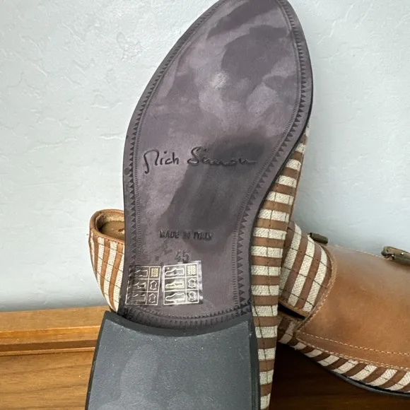Mich Simons Monk Straps Brown Men's Size 45 Made In Italy