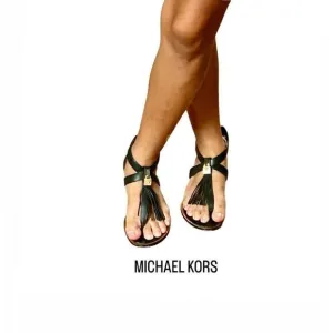 Michael Kors black gold T strap sandals shoes women’s 8