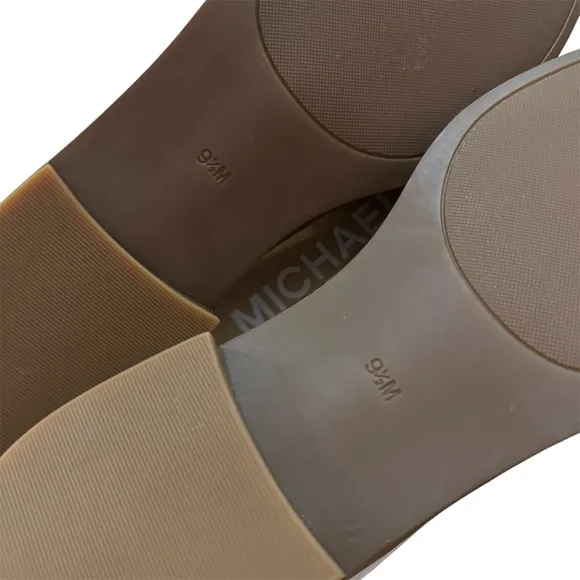 Michael Kors Cognac Leather Tiegan Loafers with Gold Emblem