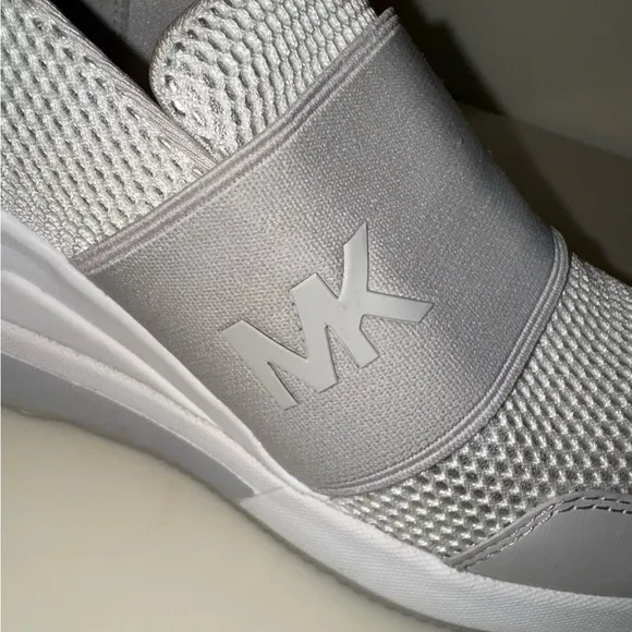 Michael Kors Felix Trainer Metallic Mesh Wedge Slip On Sneakers