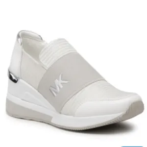 Michael Kors Felix Trainer Metallic Mesh Wedge Slip On Sneakers