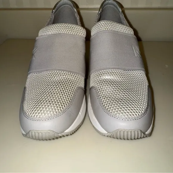 Michael Kors Felix Trainer Metallic Mesh Wedge Slip On Sneakers