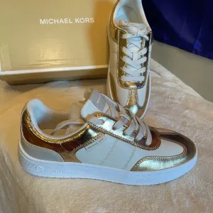 Michael Kors Gold and White Sneakers